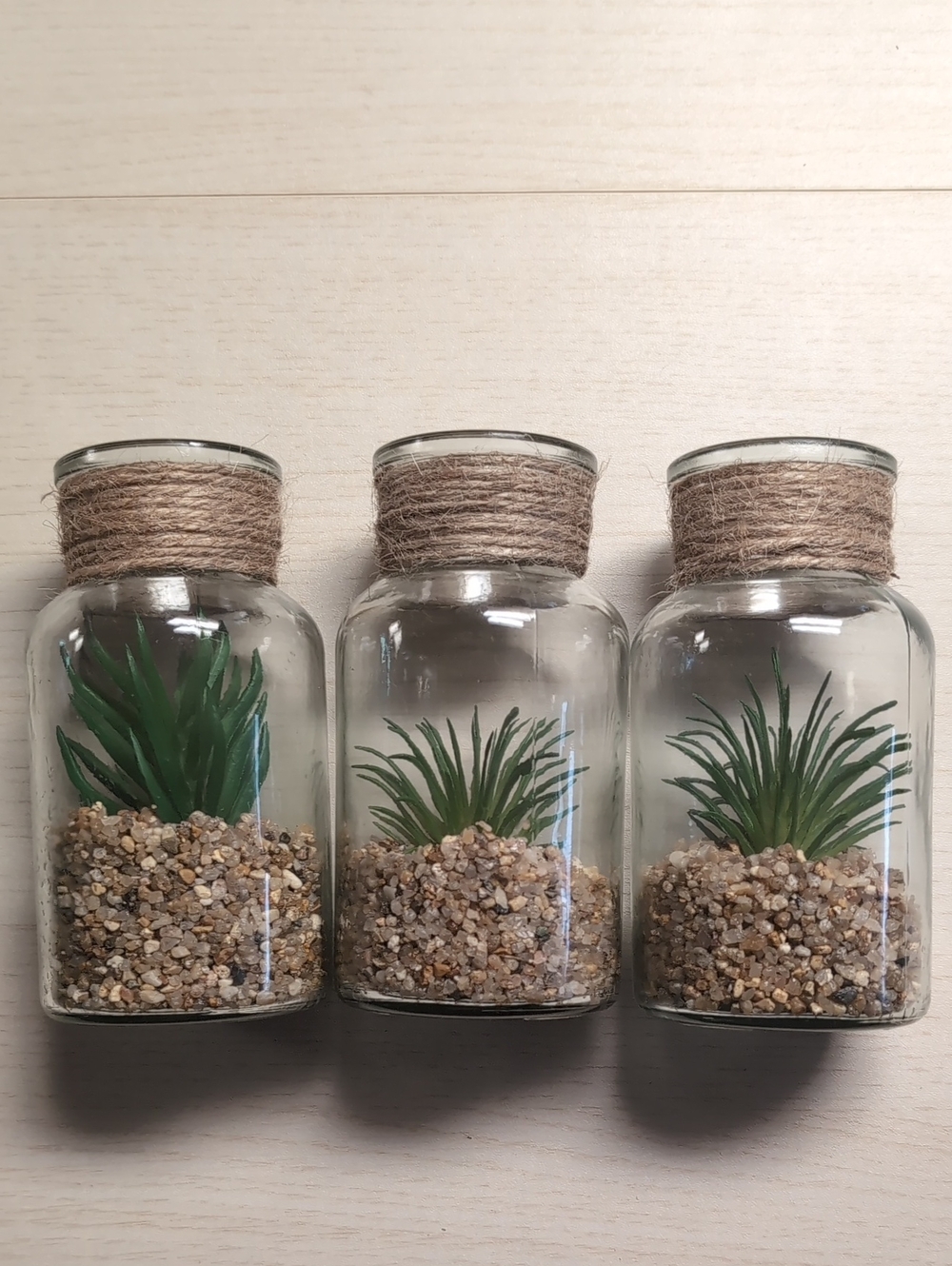Set Of 3 Jar Faux Plants